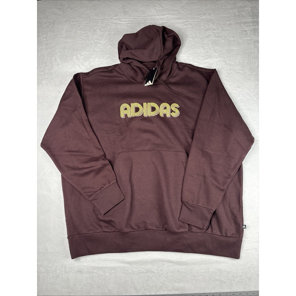 ADIDAS Men's Brown Long Sleeve Fleece Active Hoodie Evo Lin HD KD4728- 4XL